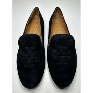 Tory Burch Womens Ruby Smoking Slippers‎ Black Suede Womens Size 8M